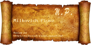 Milkovich Piusz névjegykártya